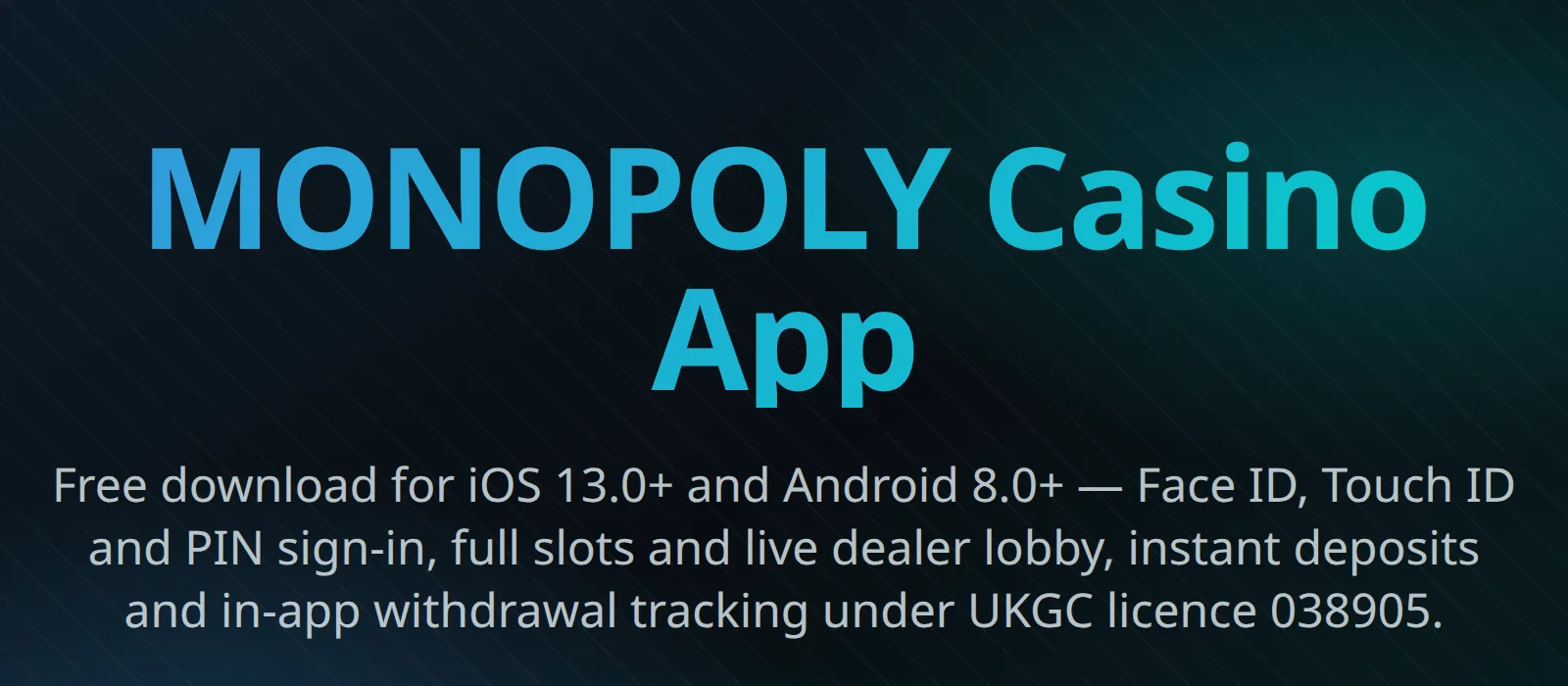 Monopoly Casino mobile app overview